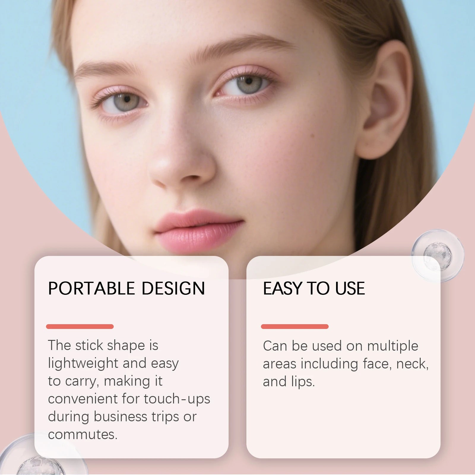 Pink Multi-Effect Moisturizing Balm Stick, Creamy Texture Face & Neck Skin Care, Smooth & Hydrating Portable Balm